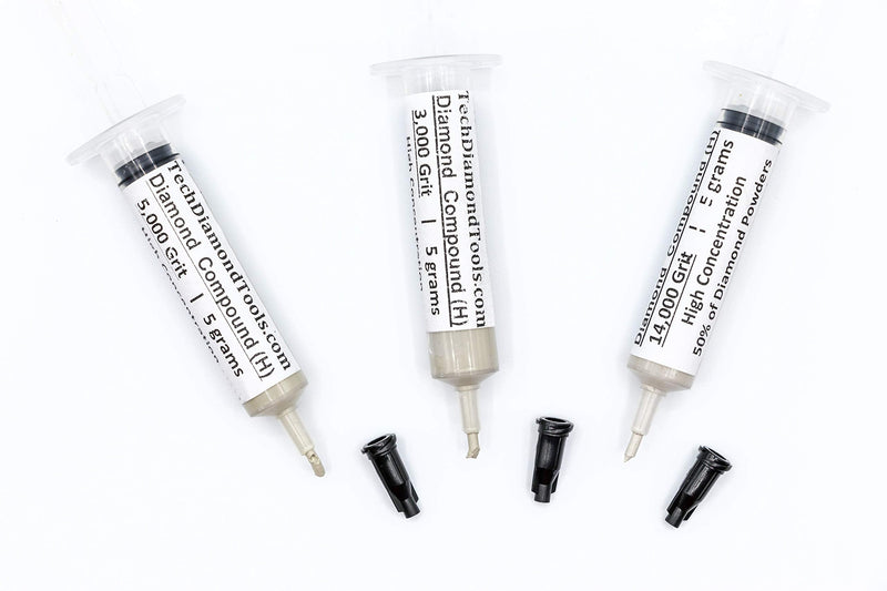TechDiamondTools Kit of 3 Diamond Polishing Compound Polishing Paste 3000 5000 14000 Grit for Marble Glass Metal Rock Jewelry Resin Silver Gemstone with High Concentration of Diamond Powder USA Made 14000 5000 3000 grit
