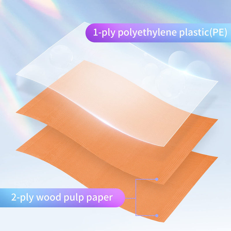 60 PCS Disposable Dental Bibs Patient Bib Waterproof Dentist Napkins Bib Polyback Towel, 3 Ply Tattoo Paper Bibs Tray Covers - Sturdy and Leakproof|Purple|13" x 18"|Orange Orange