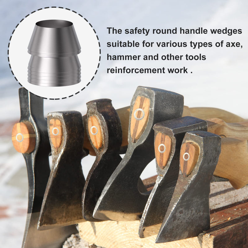 PAGOW 7 Pack Safety Round Handle Wedges, Mauls Handle Wedge Kit, Conical Handle Steel Wedges for Hammer Axe ( 0.30 inch / 0.4 inch / 0.47 inch/ 0.54 inch / 0.62 inch / 0.71 inch / 0.78 inch )