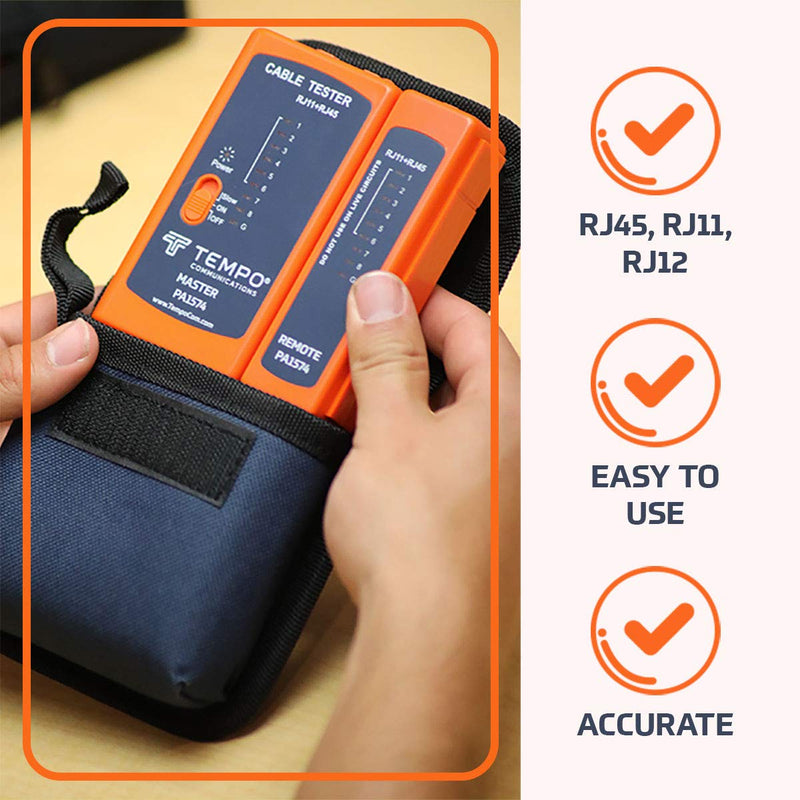Network Cable Tester by Tempo Communications - Cable Mapper, Check Continuity - RJ45, RJ11, RJ12 - CAT5, CAT5E, CAT6