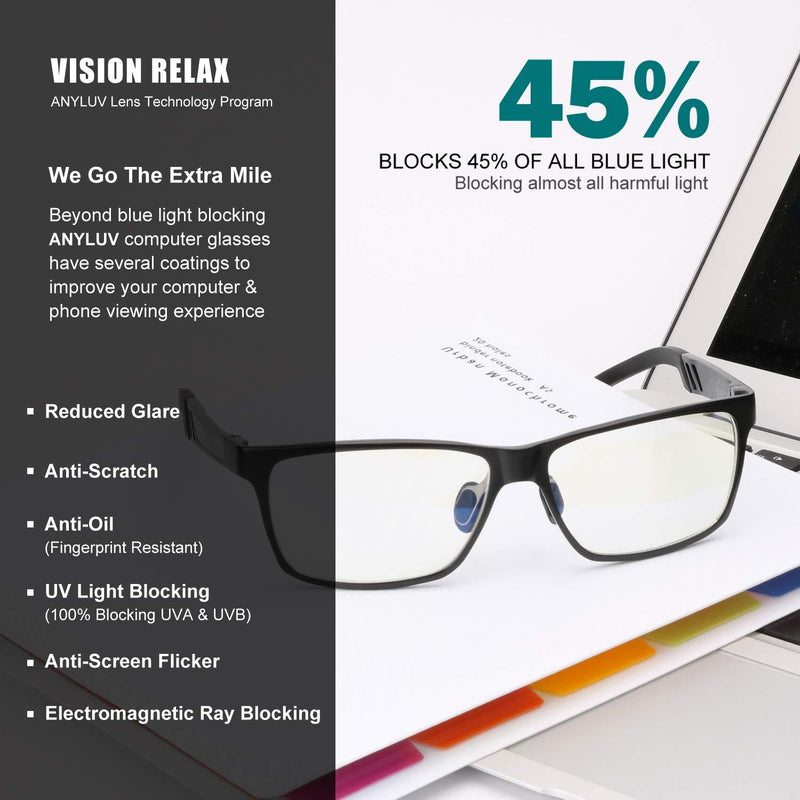 Blue Light Blocking Glasses for men women Classic Rectangle Blue Light Glasses Lightweight Eyeglasses Frame 01-black