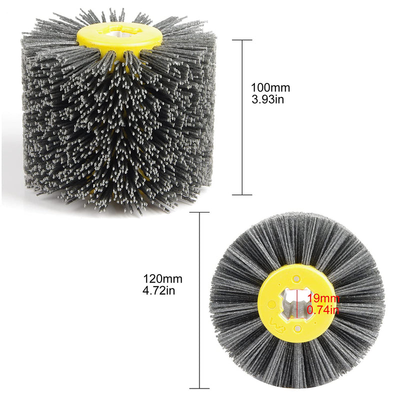 EXLECO nylon brush #80 grit wire drawing wheel brush polishing brush for satin finishing machine black sanding brush bristle brush grit brush