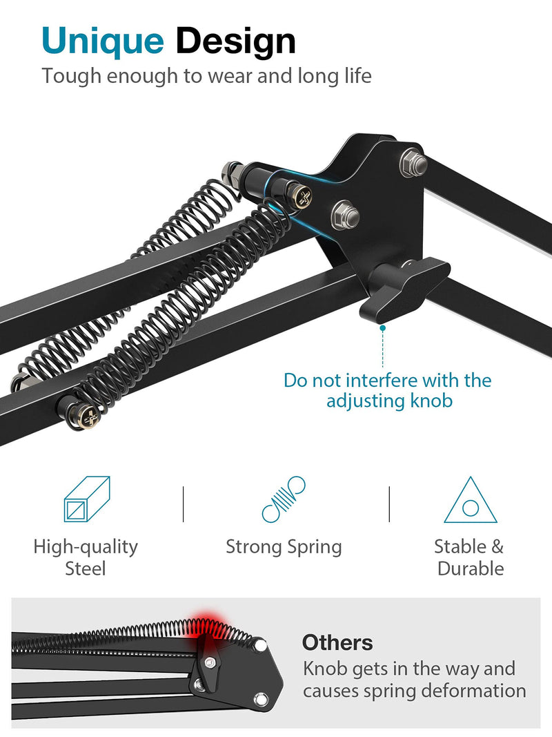 InnoGear Microphone Arm, Upgraded Mic Arm Microphone Stand Boom Suspension Stand with 3/8" to 5/8" Screw Adapter Clip for Blue Yeti Snowball, Yeti Nano, Yeti x and other Mic, Medium