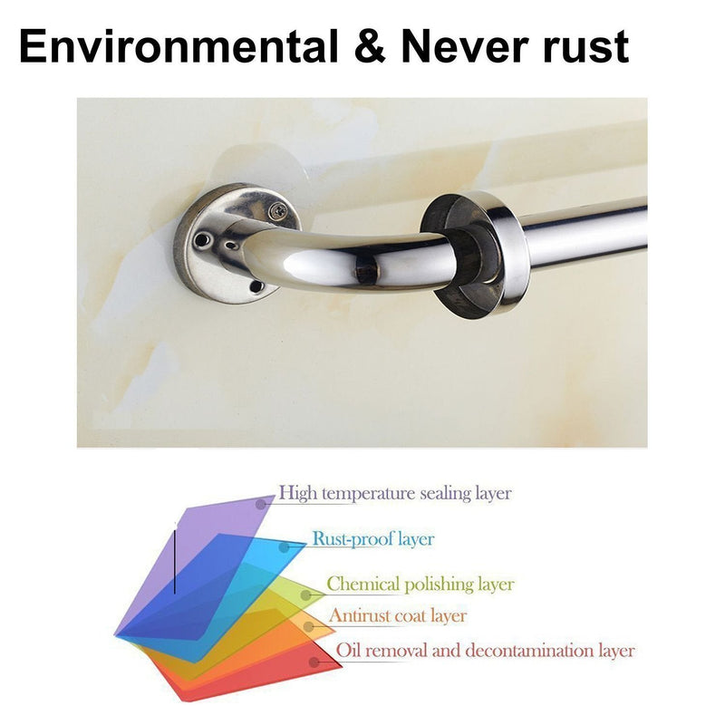 12 Inch Stainless Steel Shower Grab Bar - ZUEXT Shower Handle, Bathroom Balance Bar - Safety Hand Rail Support - Handicap, Elderly, Injury, Senior Assist Bath Handle (w/ Self-adhesive Stick-on Hook) 12Inch Shower Bar-Stainless Steel