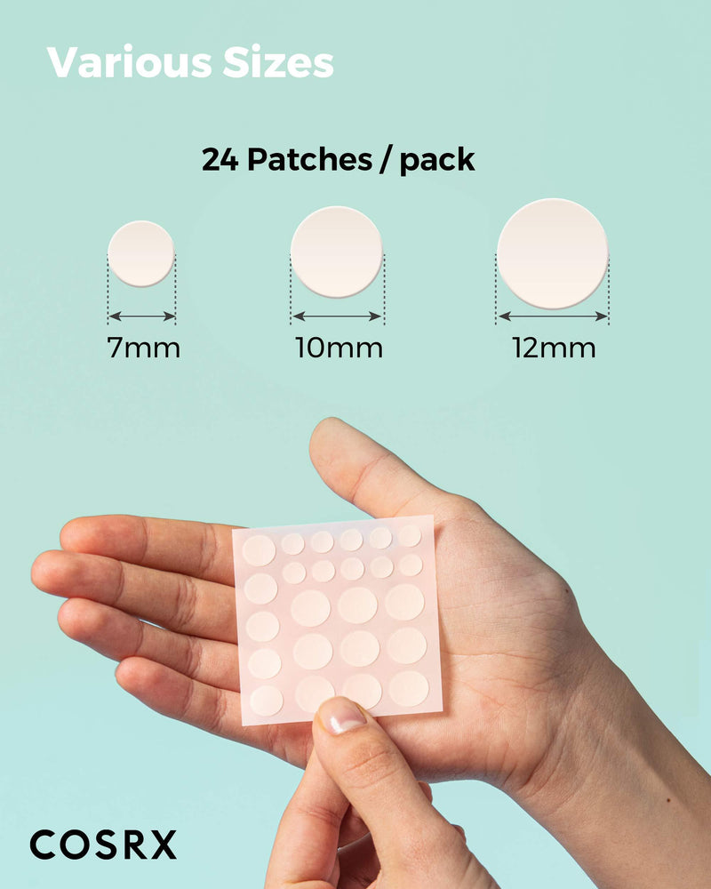COSRX Acne Pimple Patch (96 counts) Absorbing Hydrocolloid Spot Treatment Fast Healing, Blemish Cover, 3 Sizes
