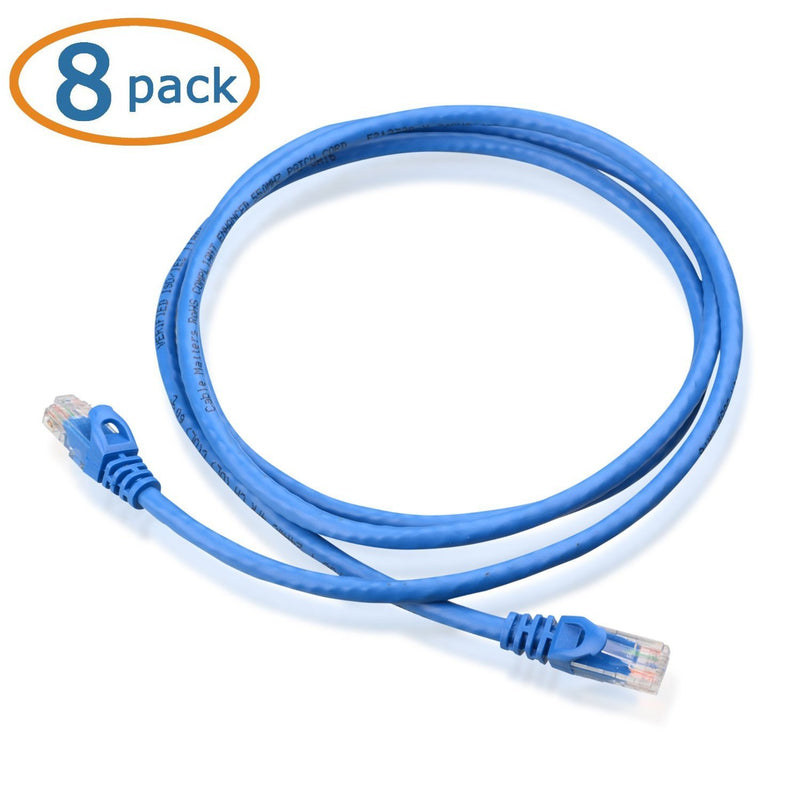 Cable Matters 8-Pack Snagless Short Cat5e Ethernet Cable (Cat5e Cable, Cat 5e Cable) in Blue 5 ft 5 Feet
