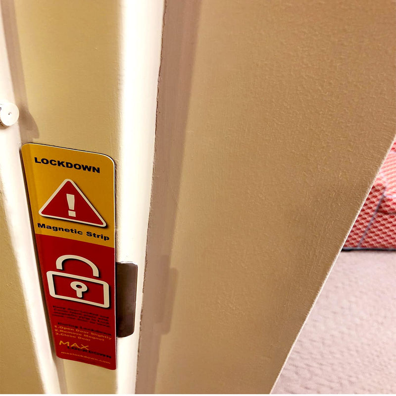 25 Pack Max magnetics Magnetic Lockdown Strips for Door Frames - High-Density Magnet Security Devices for School & Office - Strong Adhesion & PVC Top Layer, Smooth Opening & Closing