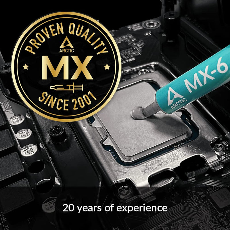 ARCTIC MX-6 (4 g, incl. 6 MX Cleaner) - Ultimate Performance Thermal Paste for CPU, Consoles, Graphics Cards, laptops, Very high Thermal Conductivity, Long Durability, Non-Conductive, Non-capacitive 4 g, inkl. 6 MX Cleaner