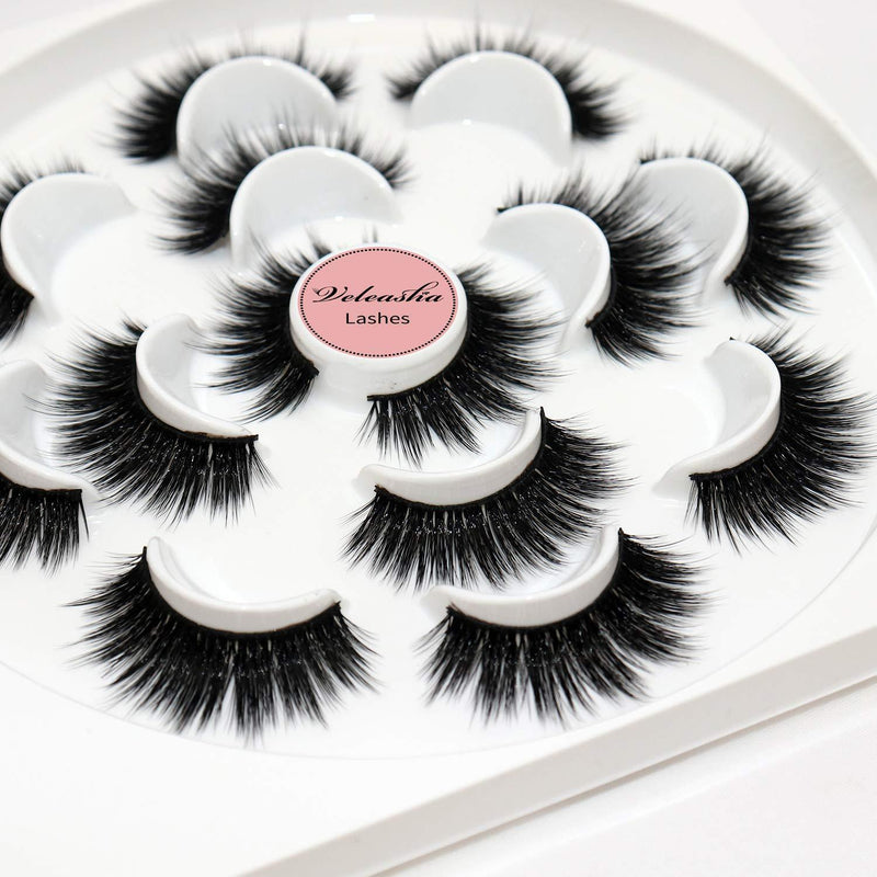 Veleasha Silk Eyelashes Luxury Multi-layered Effect Natural Look Faux Mink Lashes for Girls | 7 Pair Pack | Cinderella