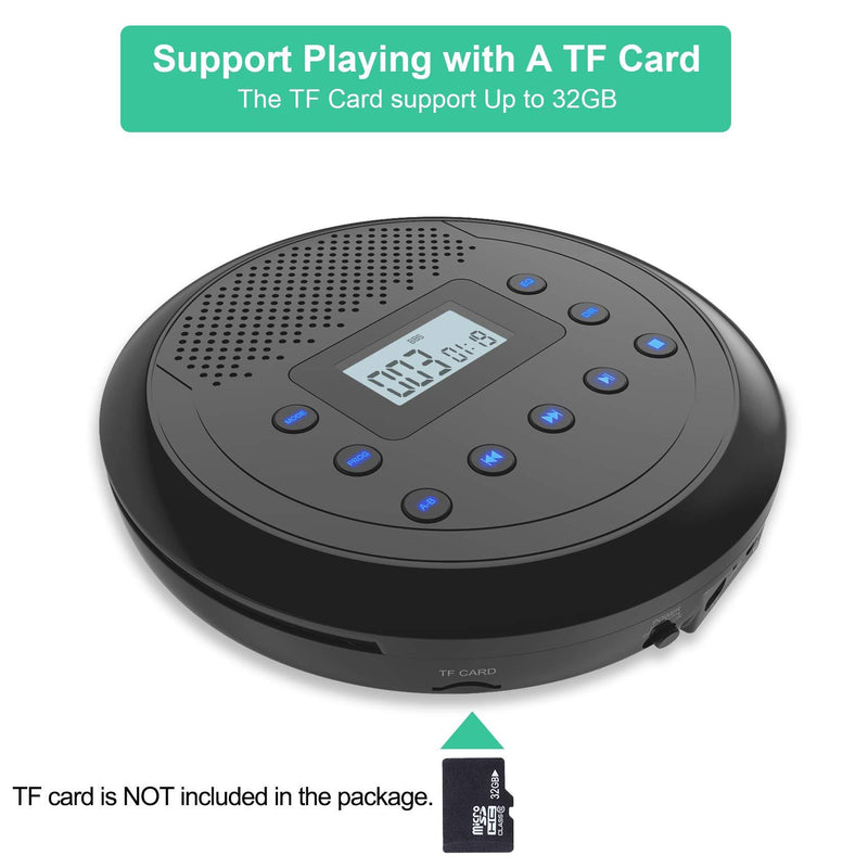 CD Player Portable, MONODEAL Rechargeable Portable CD Player with Built-in Speakers, Walkman CD Player for Car and Personal Use, Anti-Skip CD Player with Headphones