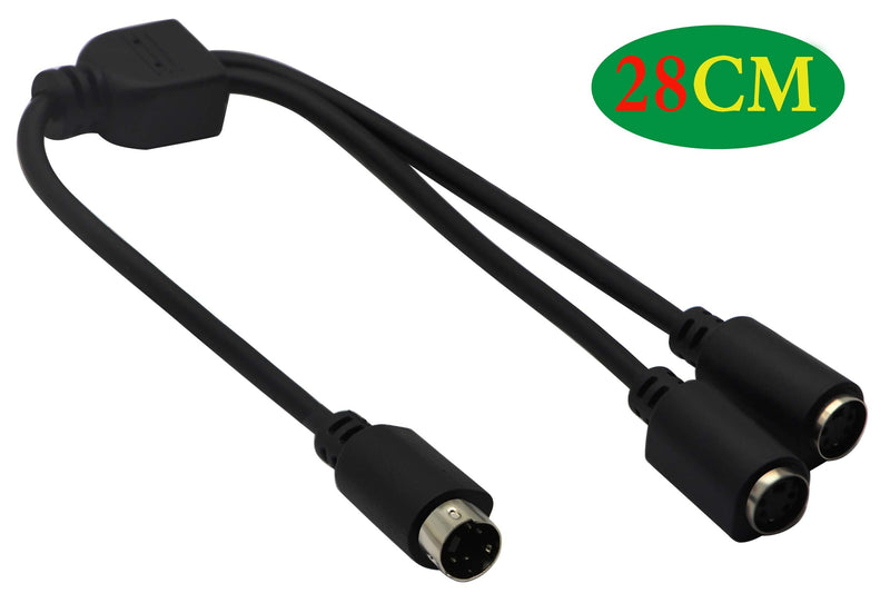 zdyCGTime S-Video 4 Pin Mini DIN Y Splitter Connector Cable 4 Pin Mini DIN S-Video Male to 2 Female Y Splitter Extension Adapter Cable for SVHS/S-Video Cable(28CM/11Inch)