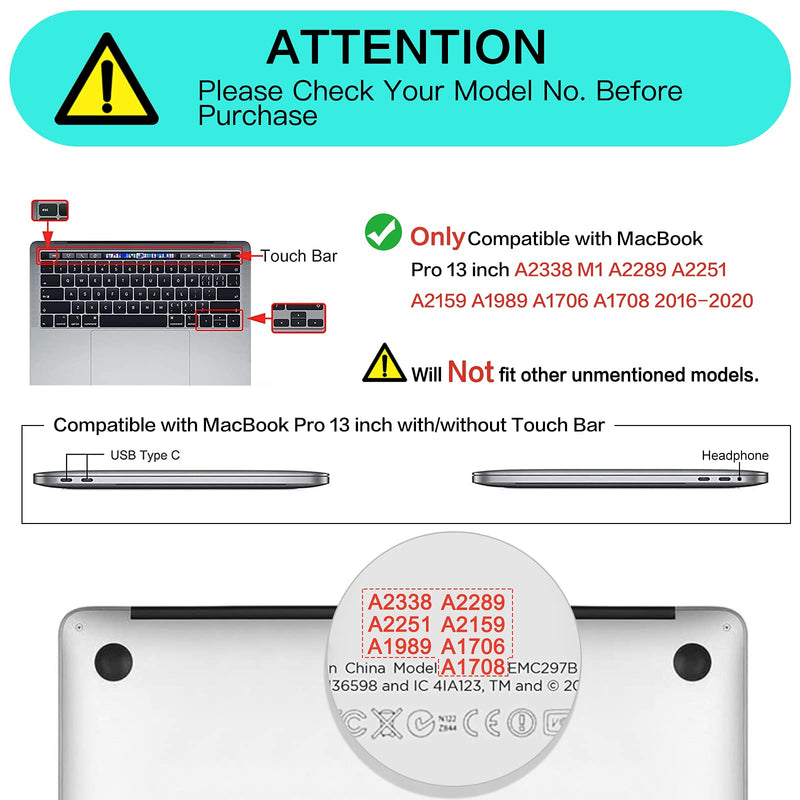 MOSISO Compatible with MacBook Pro 13 inch Case 2016-2020 Release A2338 M1 A2289 A2251 A2159 A1989 A1706 A1708, Plastic Hard Shell Case & 360 Protective Sleeve Bag & Keyboard Cover Skin, Deep Teal