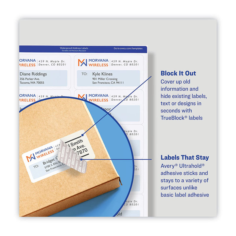 Avery 5520 Wthrproof Mailing Labels, Address,1-Inch x2-5/8-Inch, 1500/PK, WE