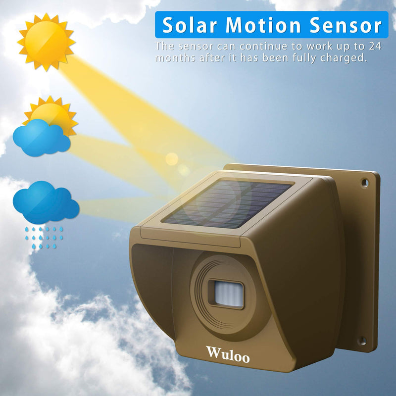 Solar Wireless Driveway Sensor with 1/3 Mile Range 2000mAh Rechargeable Battery, Motion Sensor Alarm Outdoor Detector for Expanding Wuloo Driveway Alarm (Only Sensor, CAN NOT Work Without Receiver) Sensor-Brown