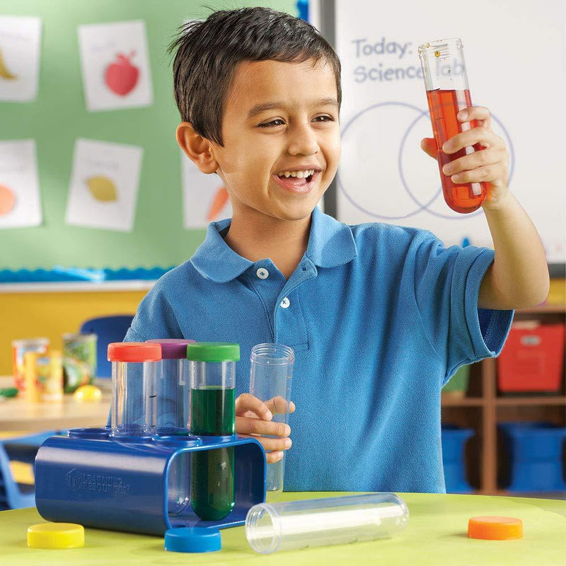 Learning Resources Primary Science Jumbo Test Tubes with Stand, Set of 6 Tubes, Ages 3+,Multi-color