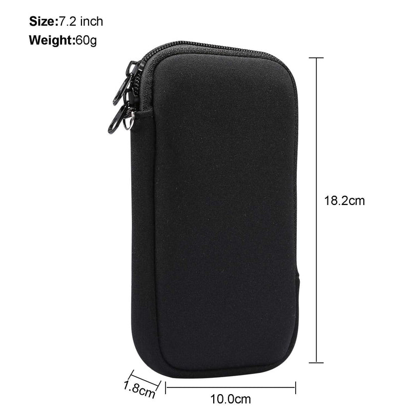 Neoprene Shock Absorbing Proof Pouch Large Cell Phone Sleeve Case Cover w Zipper/Neck Strap for Samsung Galaxy Note 20 Ultra 5G, Note 10+,S20 Plus,A20s / Moto G Power/LG Stylo 5/ Pixel 4 XL (Black) Black
