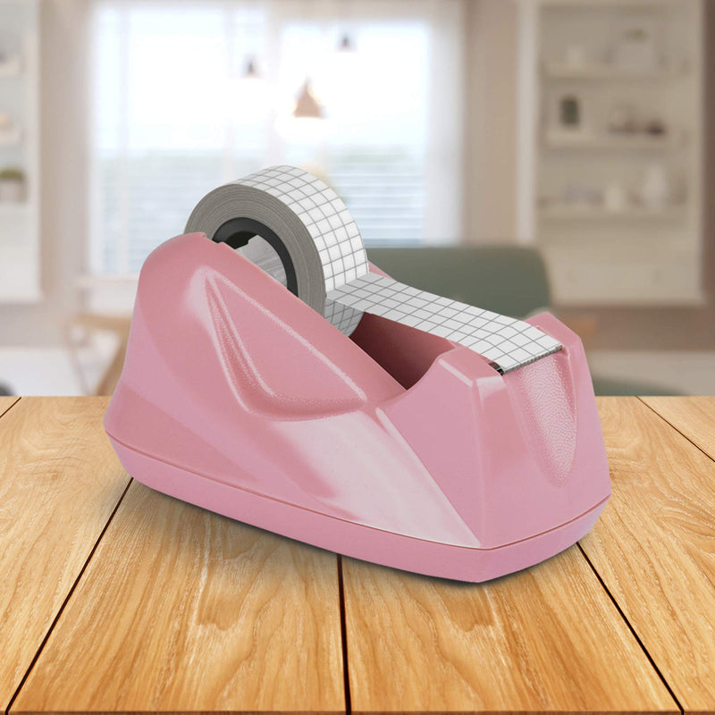 Acrimet Premium Desktop Tape Dispenser Non-Skid Base (Heavy Duty) (Pink Color)