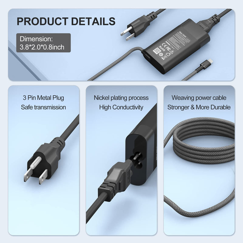 New Slim 65W HP Laptop Charger USB C Chromebook Charger for HP Spectre X360 14 2 in 1,Elitebook x360, Pavilion Envy Elite x2 Fast Charging Type C Travel Laptop Power Adapter Black 65W 65W Slim USB C charger