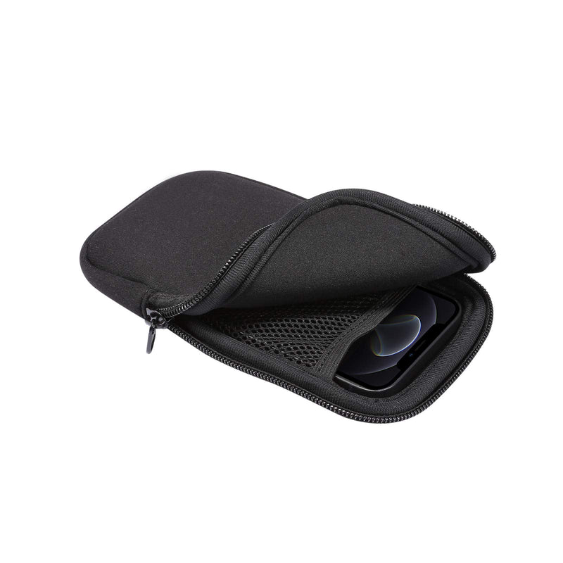 Neoprene Shock Absorbing Proof Pouch Large Cell Phone Sleeve Case Cover w Zipper/Neck Strap for Samsung Galaxy Note 20 Ultra 5G, Note 10+,S20 Plus,A20s / Moto G Power/LG Stylo 5/ Pixel 4 XL (Black) Black