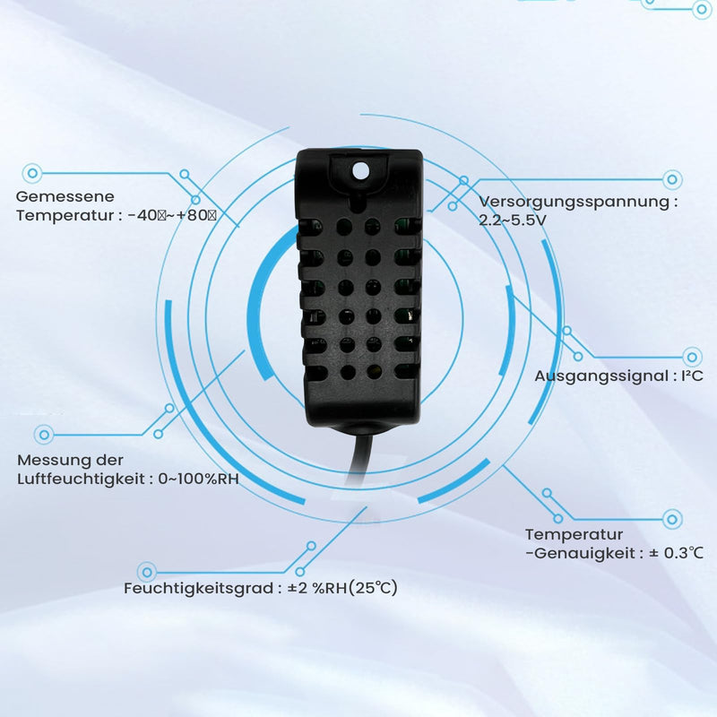 AIFIZO hygrostat socket with sensor, humidity controller 16A 230V for humidifier dehumidifier mushroom terrarium, 20~99% RH, -10°C~50°C, humidity controller temperature controller with alarm
