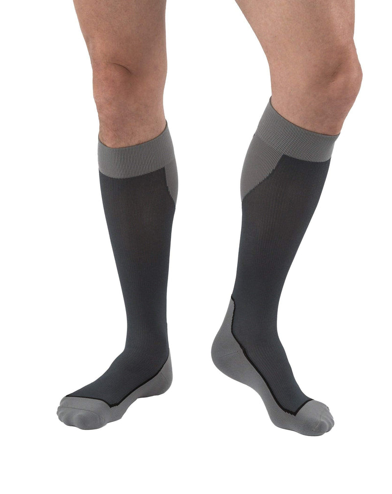 JOBST Sport Knee High 15-20 mmHg Compression Socks, Black/Grey, Small Grey