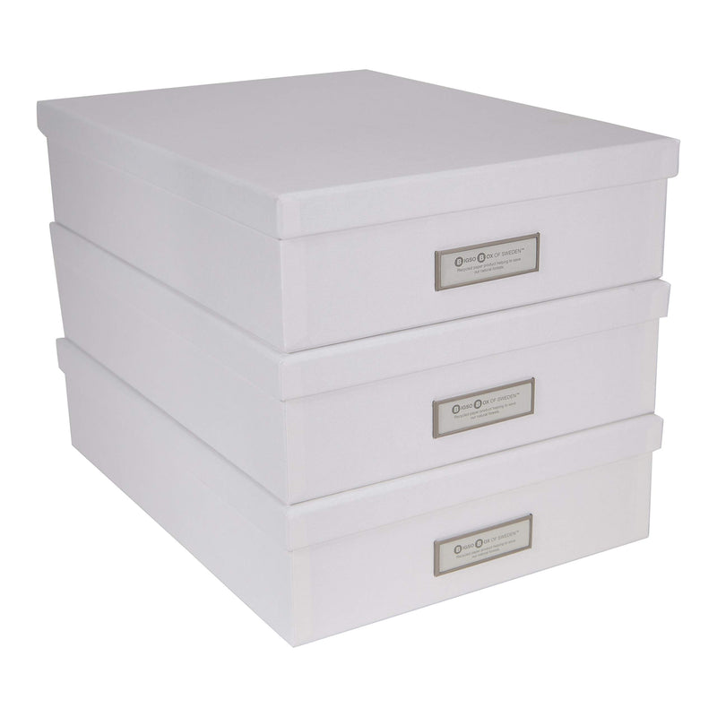 Bigso Oskar Fiberboard Label Frame Document Letter Box, 3.3 x 10.2 x 13.8 in, White