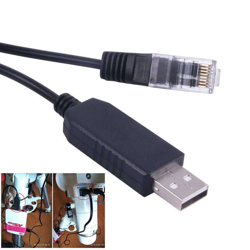 Telescopes Equatorial Mount Control Cable for Skywatcher HEQ5pro AZEQ5 AZEQ6 EQ6-R Support EQMOD ASCOM Set Up Sofware Manual Download (6ft/180cm,Asiair or PC to Mount Black) 6ft/180cm Asiair or PC to Mount Black
