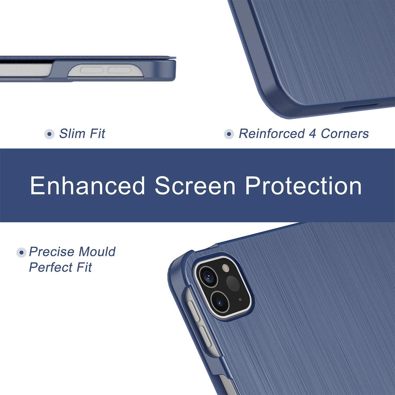 Soke New iPad Pro 12.9 Case 2021(5th Generation) - [Slim Trifold Stand + 2nd Gen Apple Pencil Charging + Smart Auto Wake/Sleep],Premium Protective Hard PC Back Cover for iPad Pro 12.9 inch(Navy) Navy