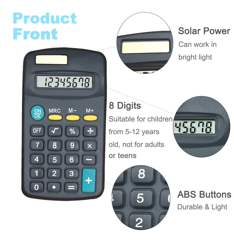 Basic Calculator Dual Power 8 Digit Desktop Calculator (Black,Set of 5) Black,Set of 5