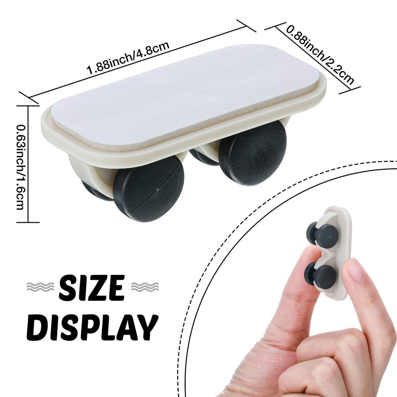 20 Pieces Self Adhesive Wheels Caster Carton Wheels Boxes Caster Small Caster Paste Plastic Wheel Sticky Caster for Carton Moving Box Slide for DIY Toy Car Bin Storage Container Trash Can Non Swivel