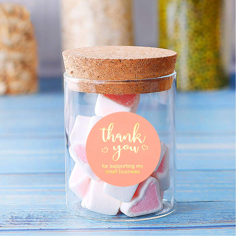 PPNZQAUT 1.5" Thank You Stickers Roll of 500pcs Pink Thank You for Supporting My Small Business Stickers Thank You Small Business Stickers Handmade Stickers Labels for Business Packages