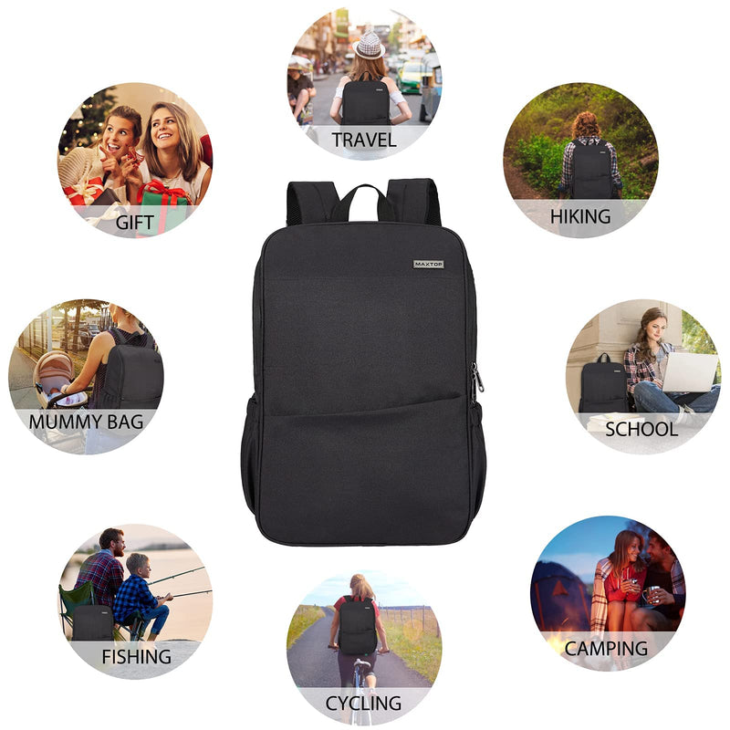MAXTOP Deep Storage Laptop Backpack with USB Charging Port[Water Resistant] College School Computer Bookbag Fits 16 Inch Laptop,Black 15.6 inch Black