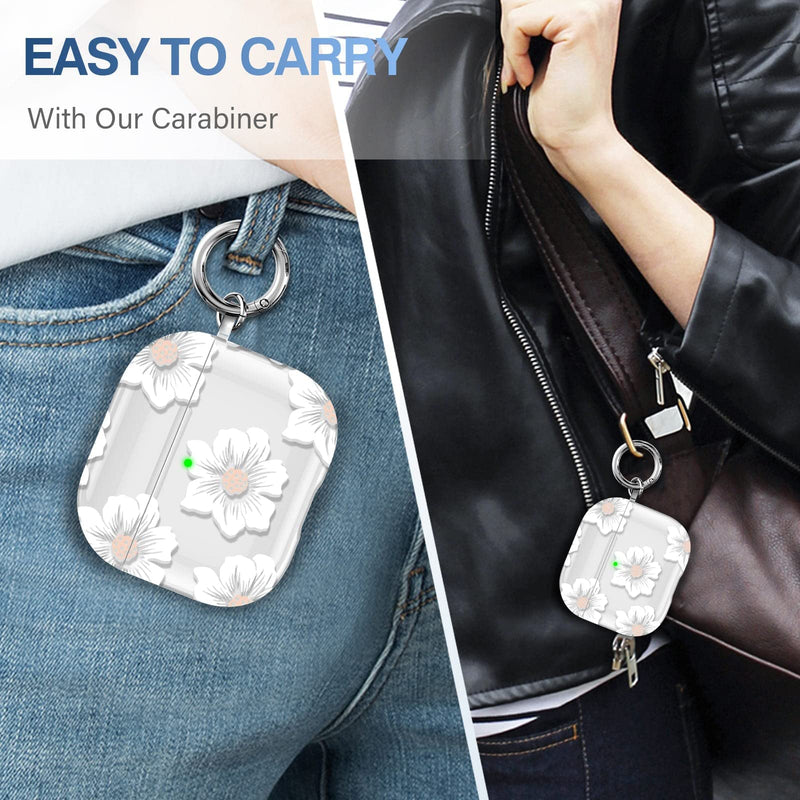 Maxjoy Airpod 3rd Generation Case 2021 Flowers Cute Airpods Case 3rd Generation Clear Apple Airpods 3 Case Cover with Keychain for Women Girls (Morning Flower) Morning flower