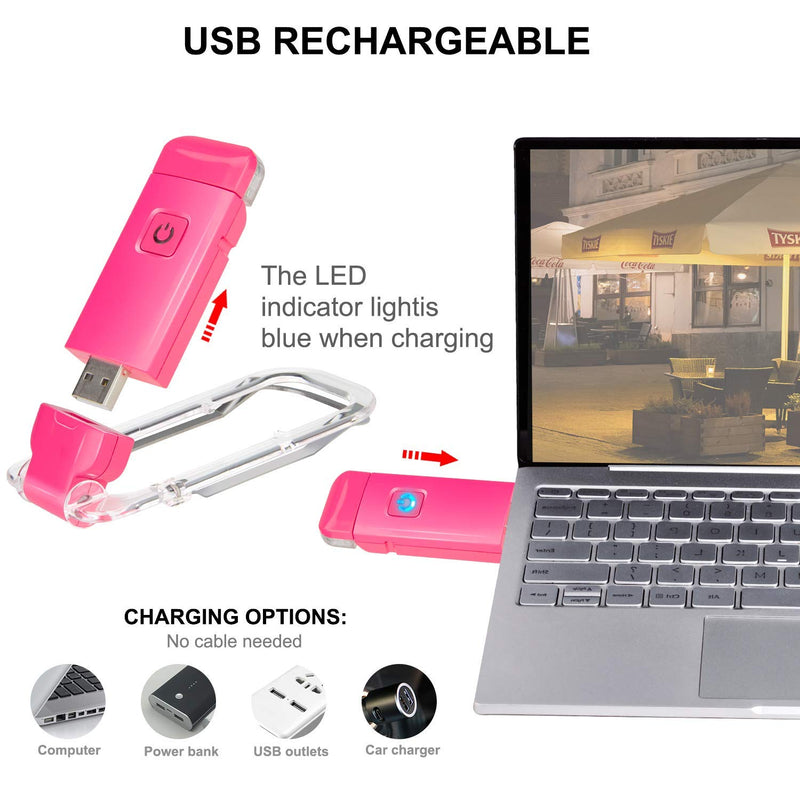 LUXSWAY USB Rechargeable Book Light for Reading,Small Book Reading Light in Bed,Wireless Clip On Bookmark Kids Light for Bed,Brightness Adjustable for Eye Care,2 4000K and 2 1550K LEDs for Bookworms Magenta