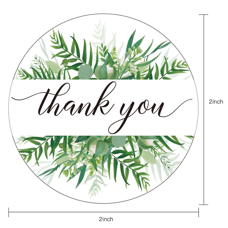 WRAPAHOLIC Thank You Business Stickers - Greenery Botanical Design Gift Wrap Stickers, Shipping Stickers - 2 x 2 Inch 500 Total Labels Thank You - Leaf