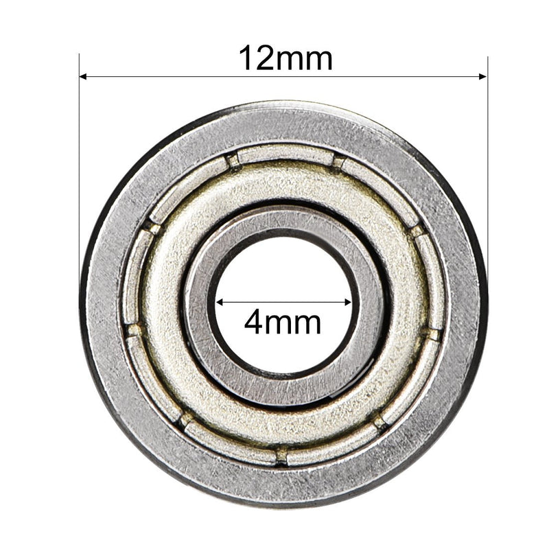 uxcell 604ZZ Deep Groove Ball Bearing Double Shield 604-2Z 80014, 4mm x 12mm x 4mm High Carbon Steel Z1 Bearings (Pack of 20)