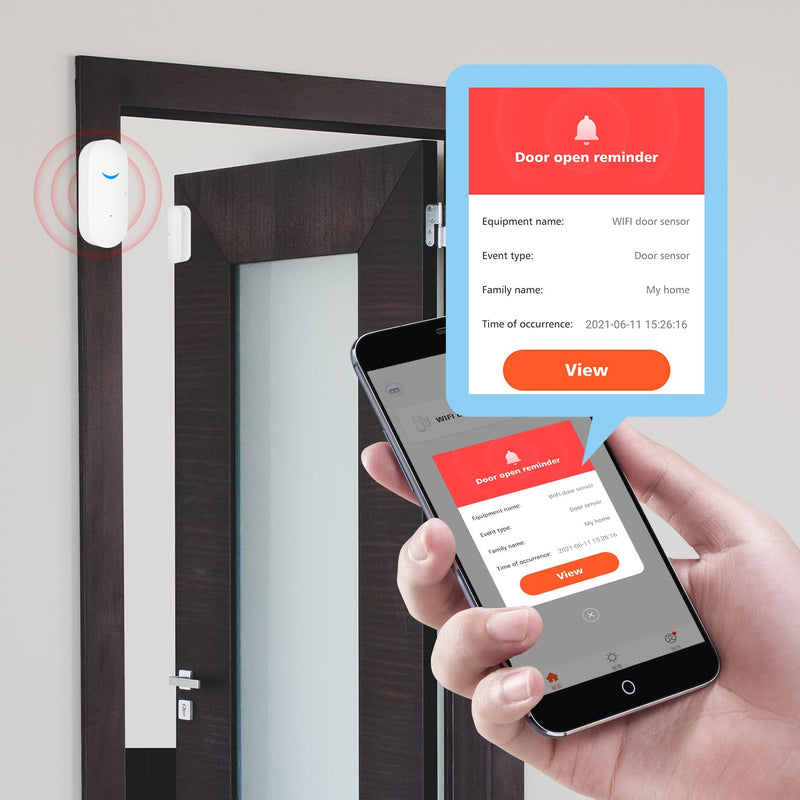 WiFi Wireless Door Window Sensor,TUYA Smart Alarm with Free Notification APP Control Home Security Alarm System, Compatible with Alexa, Google Home, Siri (1-Pack) 1