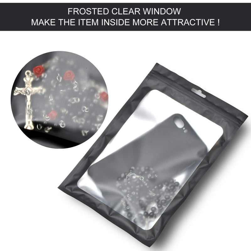 100-pack resealable mylar bags with front window Smell Proof bag packaging pouch bag for lip gloss eyelash cookies sample food jewelry electronics |flat|cute|(Black, 2.75×3.93 inches) Black