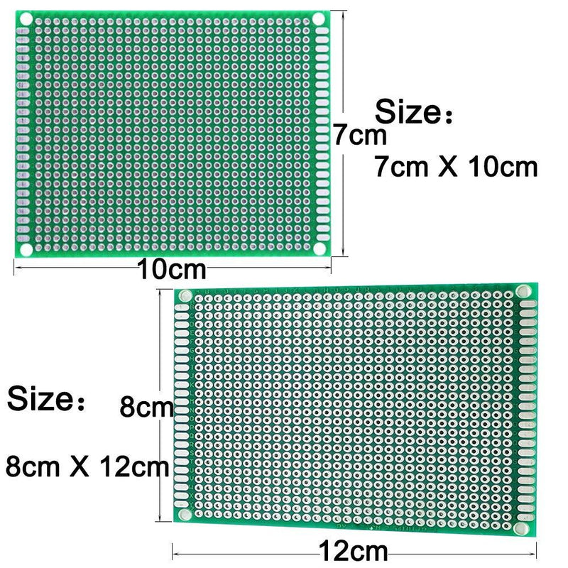 YUNGUI PCB Board,7x10cm 8x12cm Prototype Printed Circuit Board Soldering and Electronic Breadboard Kit(10 Pieces)