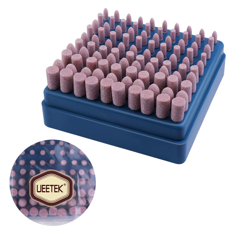 UEETEK 100pcs 3mm Shank Sanding Mandrel Mounted Grinding Polishing Tool (Pink)