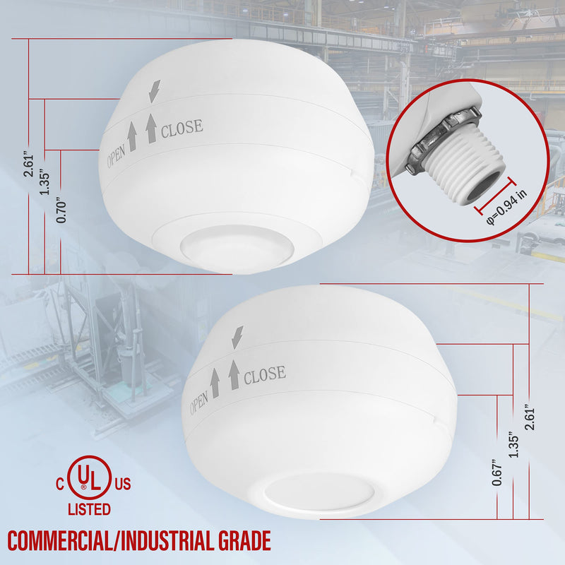 ENERLITES High Bay Ceiling Motion Sensor, Passive Infrared PIR Ceiling Sensor, 360° Field of View, 2800 Sq Ft Coverage, 120-277VAC, Neutral Wire Required, Commercial/Industrial Grade, MPC-50H, White