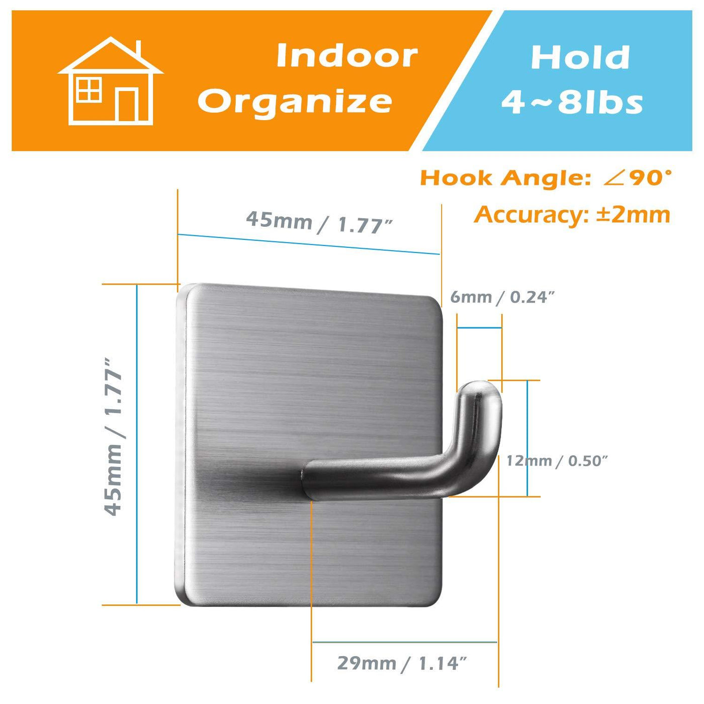 Strong Adhesive Hooks, Heavy Duty Wall Hooks Towel Hooks for Hanging  Waterproof Stick on Bathroom Kitchen Home Office 304 Stainless Steel - 4  Packs