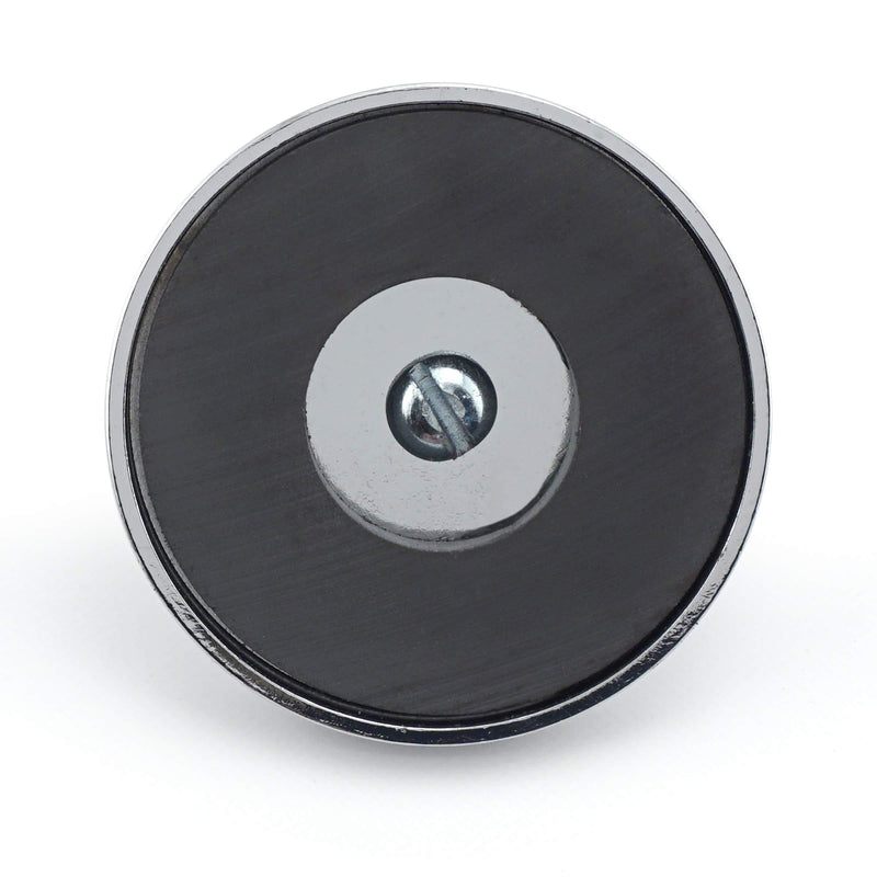 Master Magnetics Round Base Magnet - Magnetic Fastener/Magnets with Holes, 2.04â€ Diameter, 1.25â€ Total Height, Holds 35 Pounds (Box of 5) RB50B3NX5 Low Carbon Steel