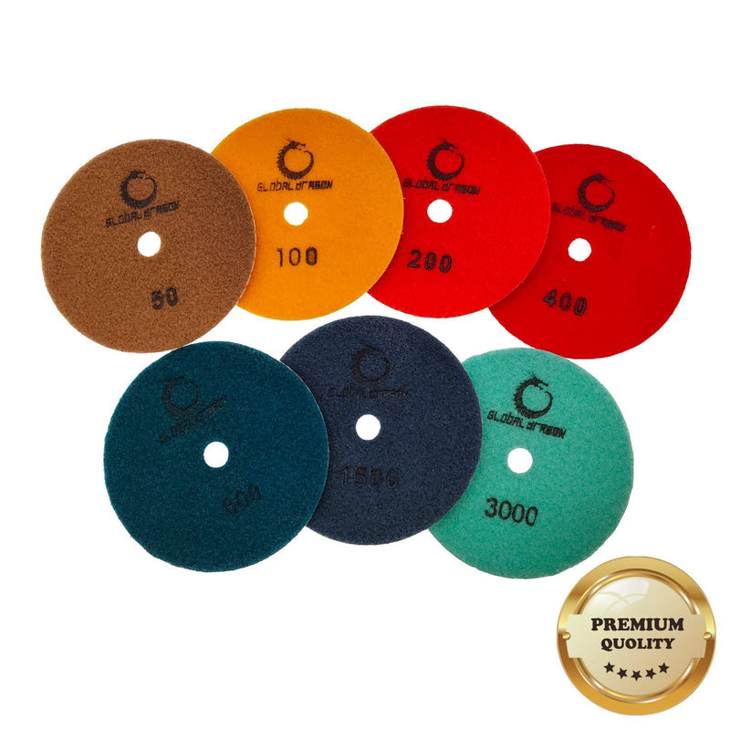 (3PCS) 125MM/5" Professional WET&DRY Diamond Polishing Pads for Concrete, Terrazzo, Stones- Premium Quality (Grit 800# x3pcs) Grit 800# x3pcs
