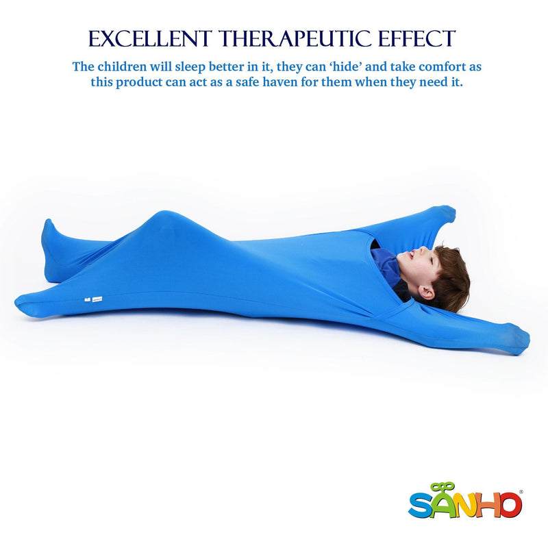 SANHO Premium Sensory Sock Budy Sock, Perfect for Children with Sensory Processing Disorder, Updated Version (Blue, Small) Blue Small (Pack of 1)