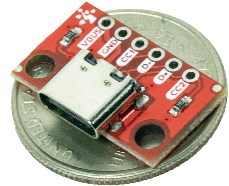 risingsaplings 2pcs USB Type-C Female Breakout Board 6 pins Output 2 CC Pins 5K1 Res (2.54mm 100mils Pitch)