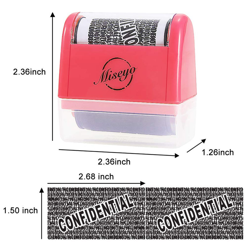 Miseyo Wide Identity Theft Protection Roller Stamp Set - Peach (3 Refill Ink Included)