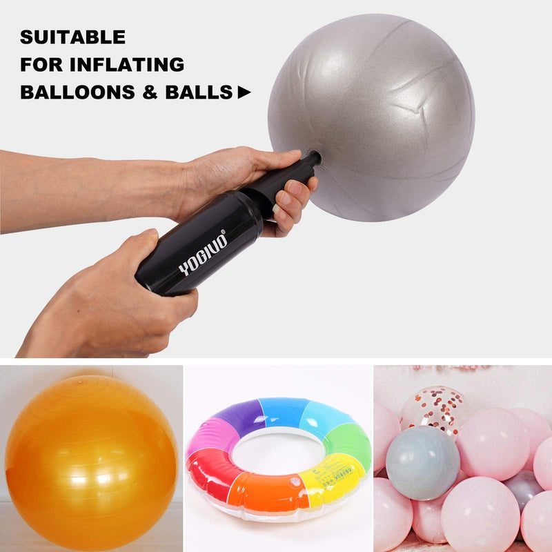 YOGIVO Exercise Ball Pump, Hand Air Pump for Stability Workout Yoga Ball, with 2 Plugs for Valve & 1 Plug Remover for Easy Deflation Hand Pump