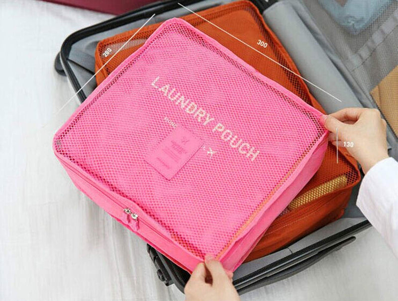 Mossio 7 Set Packing Cubes with Shoe Bag - Compression Travel Luggage Organizer Rose Red