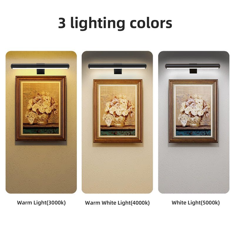 TINTINDOC Wireless LED Picture Light with Remote,Rechargeable Battery Painting Light for Display Art Work,300Lumens Brightness Adjustable Highlight Picture Painting Arts Dartboard with Metal Body Black